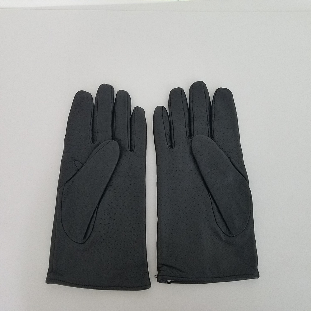 Damart England Black Leather Gloves Size 8